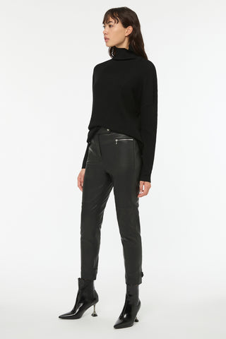 Unzipped Cropped Leather Pant
