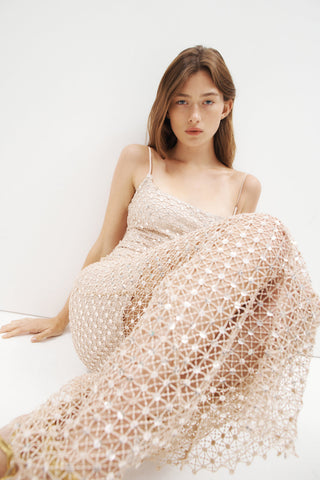 Crochet Sequins Slip Dress