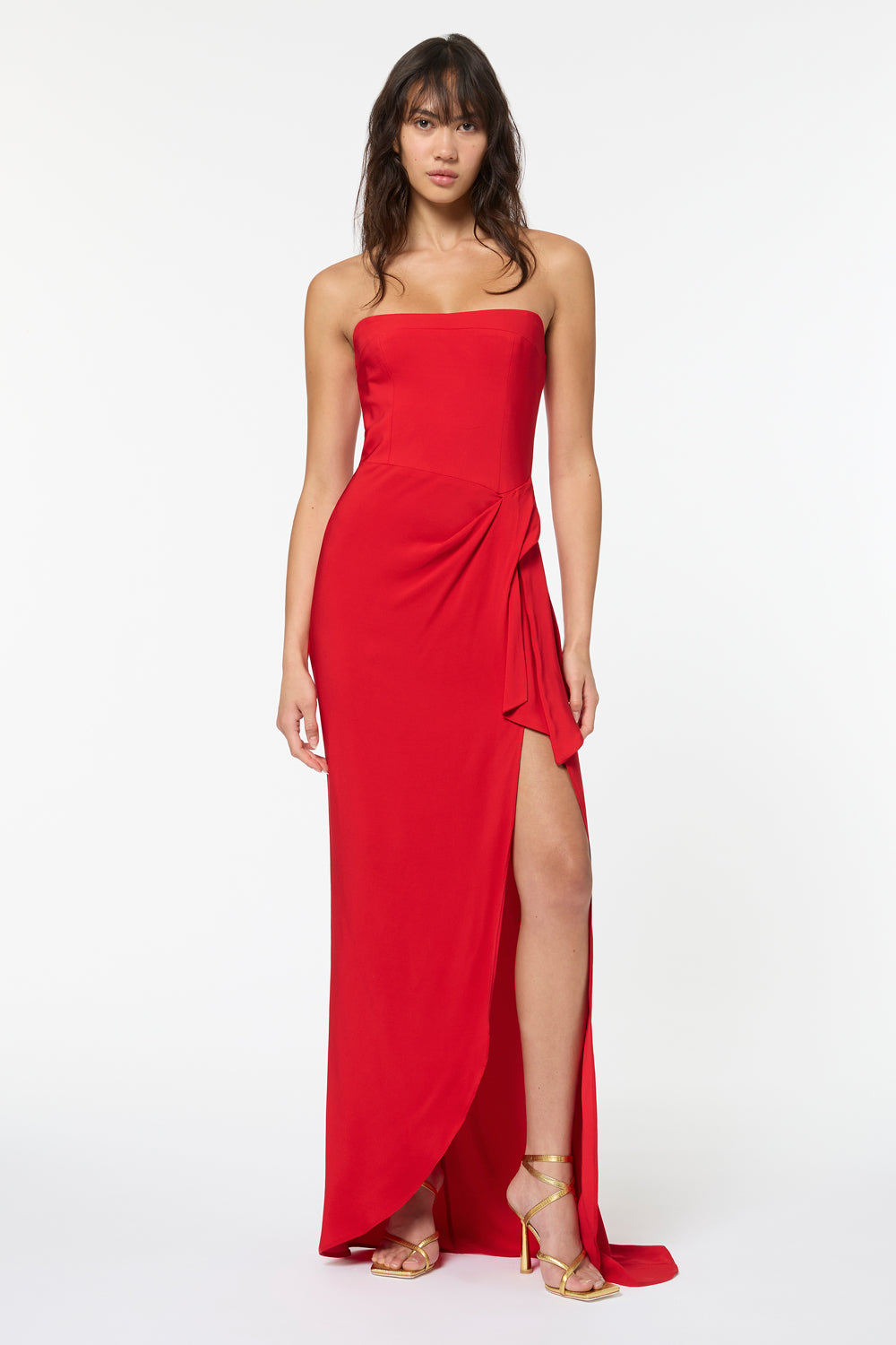 Buy Red Crepe Straight Tube Maxi Dress For Women by Deme by Gabriella  Online at Aza Fashions.